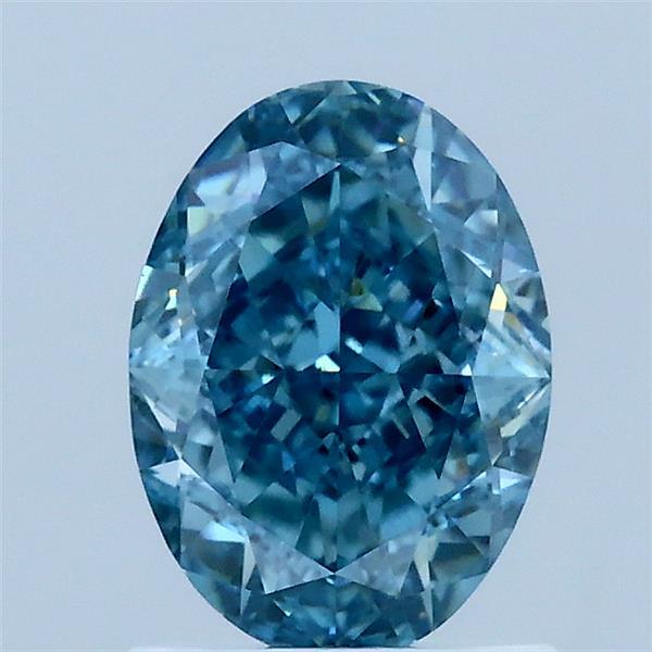 1.50 Carat Oval Lab Grown Diamond, Fancy Vivid Blue Color, VVS2 Clarity