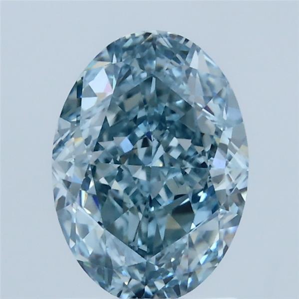 2.07 Carat Oval Lab Grown Diamond, Fancy Vivid Blue Color, VS1 Clarity