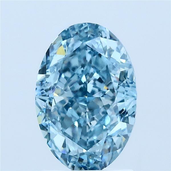 2.17 Carat Oval Lab Grown Diamond, Fancy Vivid Blue Color, VVS2 Clarity