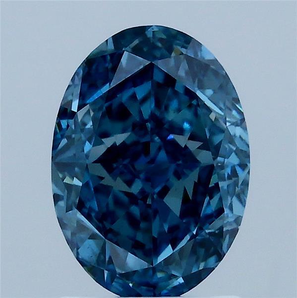 2.06 Carat Oval Lab Grown Diamond, Fancy Vivid Blue Color, VS1 Clarity