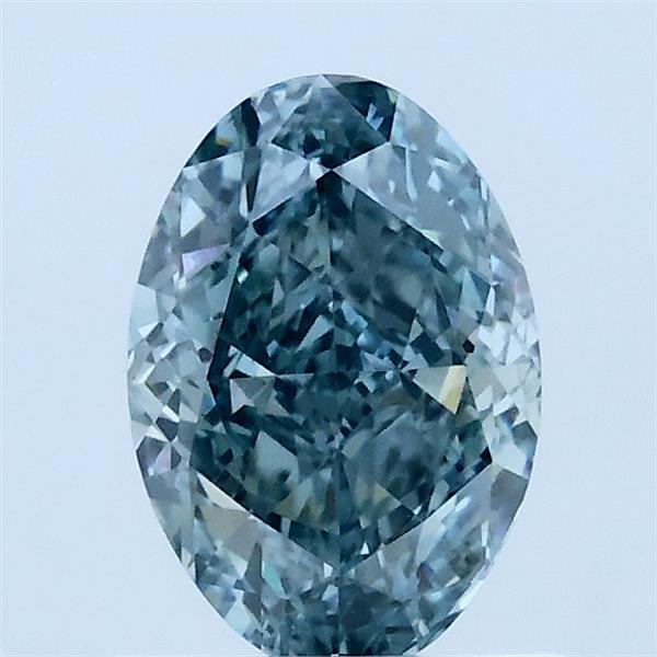 1.16 Carat Oval Lab Grown Diamond, Fancy Vivid Greenish Blue Color, VVS2 Clarity