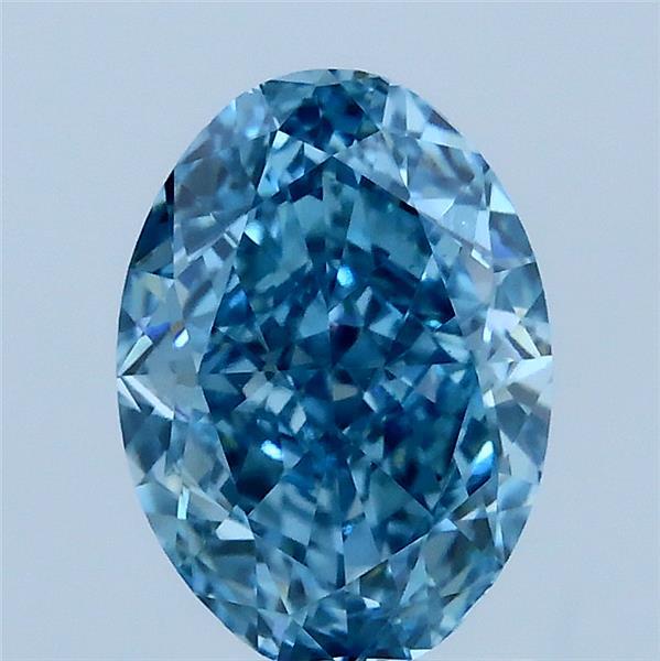 2.03 Carat Oval Lab Grown Diamond, Fancy Vivid Blue Color, VVS2 Clarity