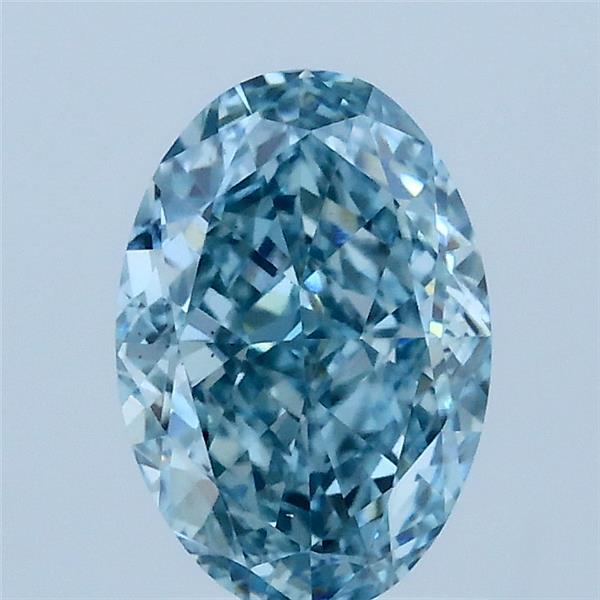 1.50 Carat Oval Lab Grown Diamond, Fancy Intense Greenish Blue Color, VS1 Clarity