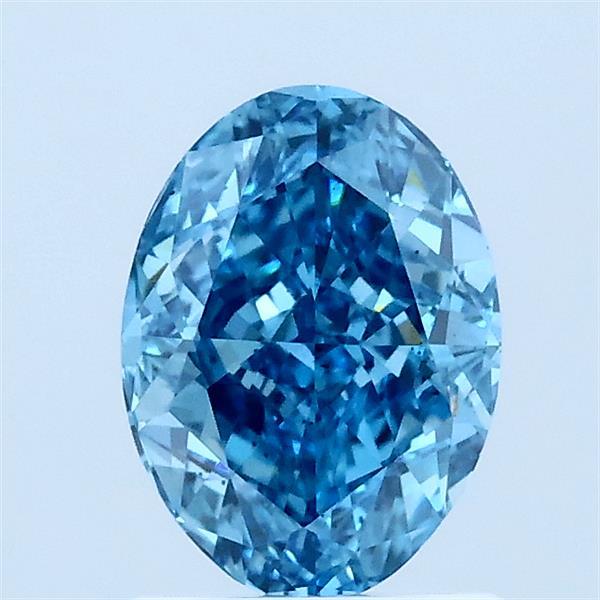 1.11 Carat Oval Lab Grown Diamond, Fancy Vivid Blue Color, VS2 Clarity