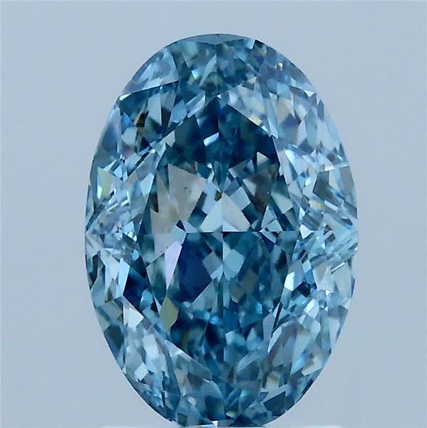 2.09 Carat Oval Lab Grown Diamond, Fancy Vivid Blue Color, VS1 Clarity