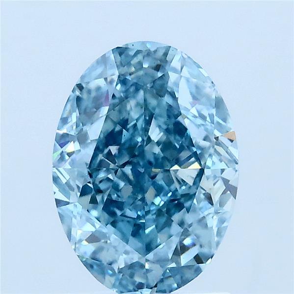 2.04 Carat Oval Lab Grown Diamond, Fancy Vivid Blue Color, VS1 Clarity