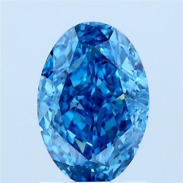 1.61 Carat Oval Lab Grown Diamond, Fancy Vivid Blue Color, VS1 Clarity