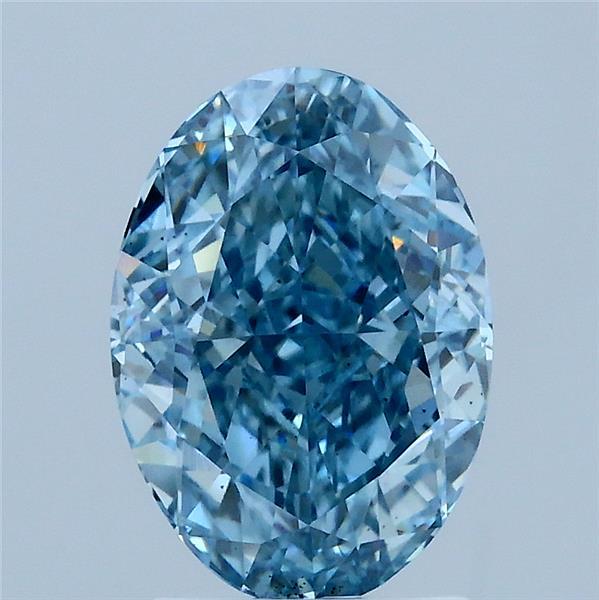 2.50 Carat Oval Lab Grown Diamond, Fancy Vivid Blue Color, VS2 Clarity