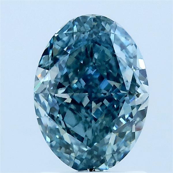1.51 Carat Oval Lab Grown Diamond, Fancy Vivid Blue Color, VS1 Clarity