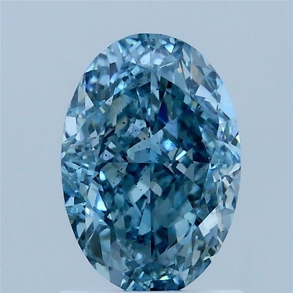 1.52 Carat Oval Lab Grown Diamond, Fancy Vivid Blue Color, VS2 Clarity