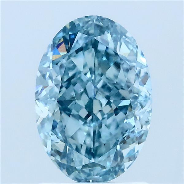 1.57 Carat Oval Lab Grown Diamond, Fancy Vivid Blue Color, VVS2 Clarity