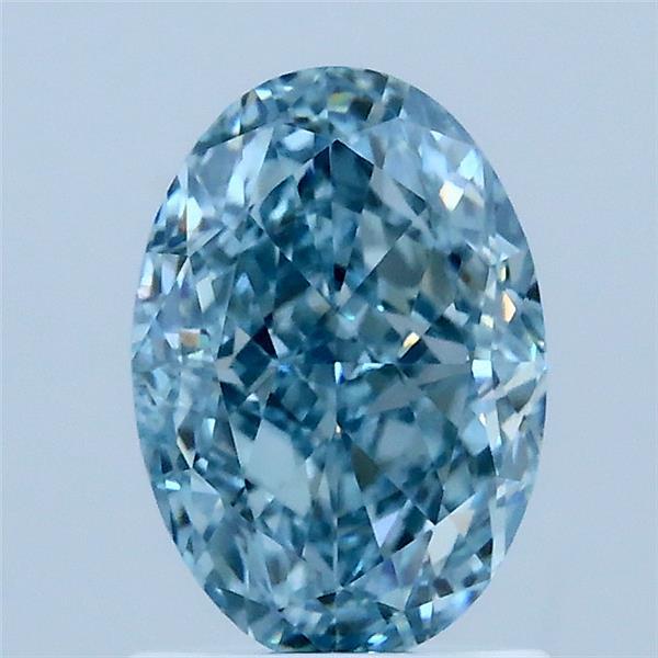 1.56 Carat Oval Lab Grown Diamond, Fancy Intense Greenish Blue Color, VS1 Clarity