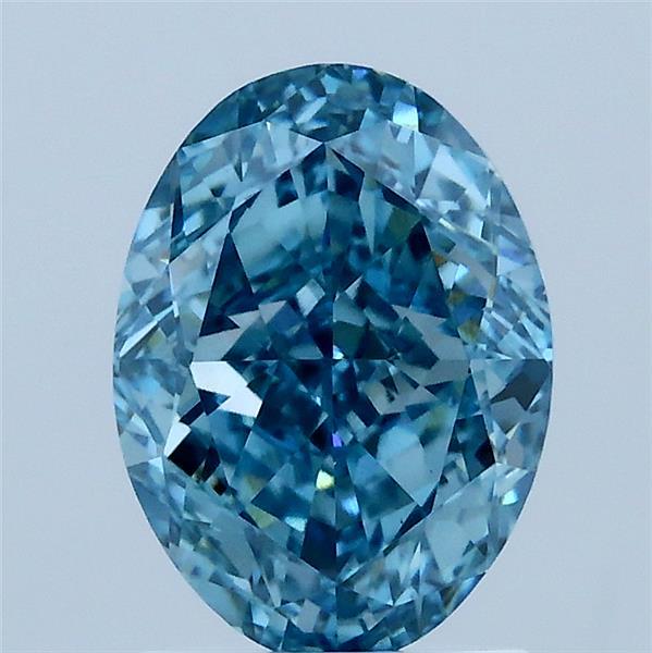 2.03 Carat Oval Lab Grown Diamond, Fancy Vivid Blue Color, VS1 Clarity