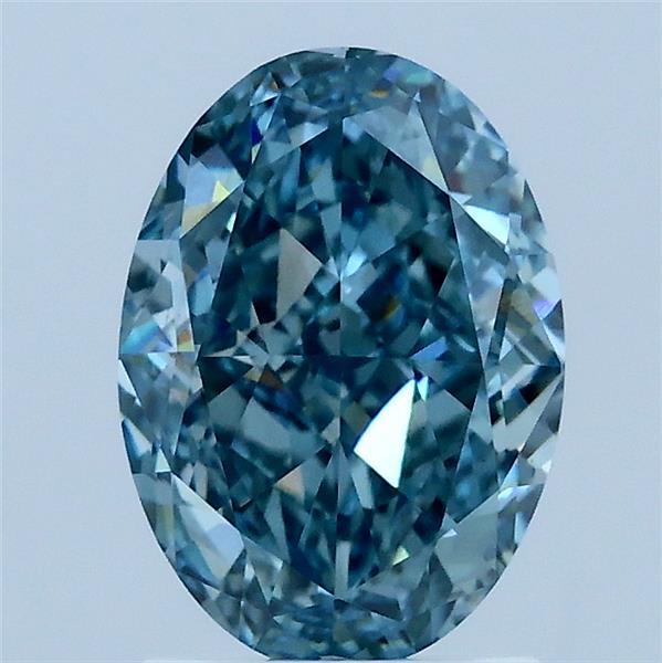 2.14 Carat Oval Lab Grown Diamond, Fancy Vivid Blue Color, VVS2 Clarity
