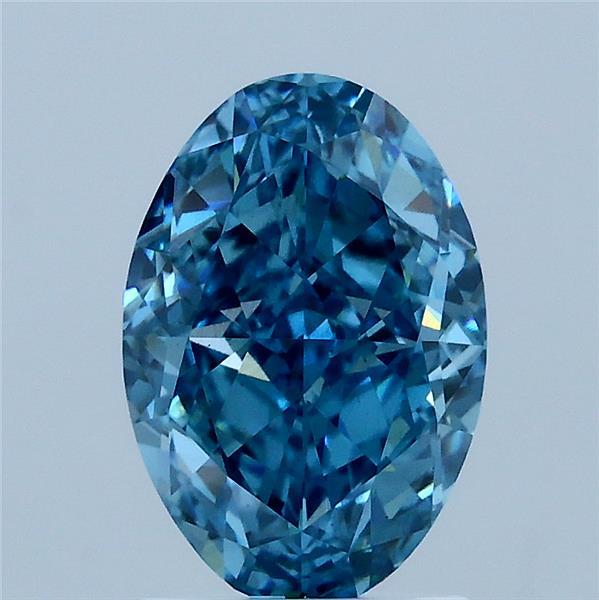 2.06 Carat Oval Lab Grown Diamond, Fancy Vivid Blue Color, VS2 Clarity