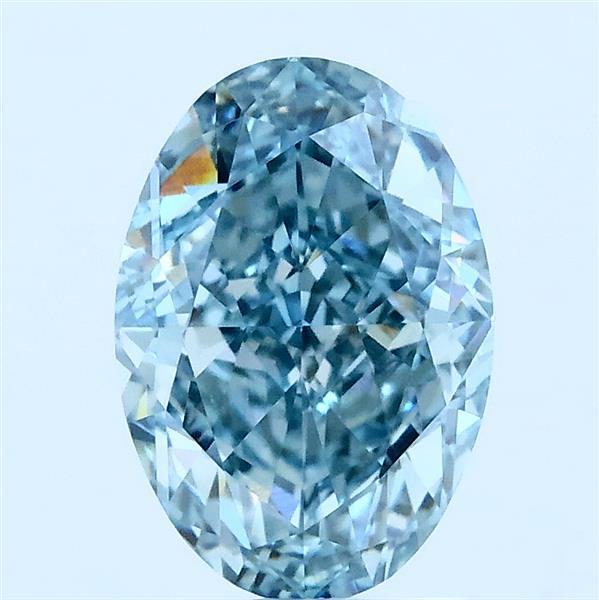 2.12 Carat Oval Lab Grown Diamond, Fancy Vivid Blue Color, VS1 Clarity