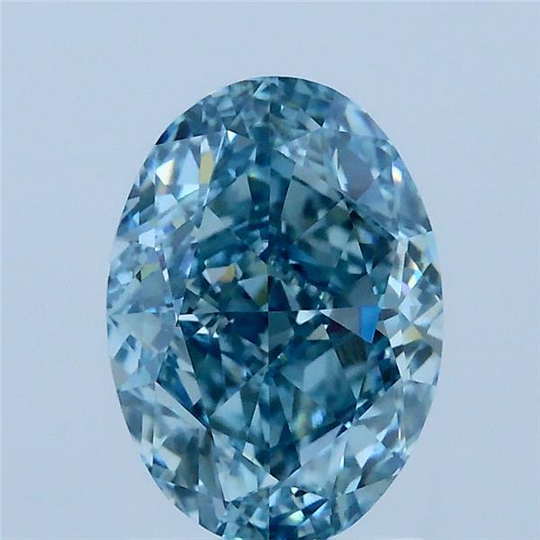 2.10 Carat Oval Lab Grown Diamond, Fancy Vivid Greenish Blue Color, VVS2 Clarity