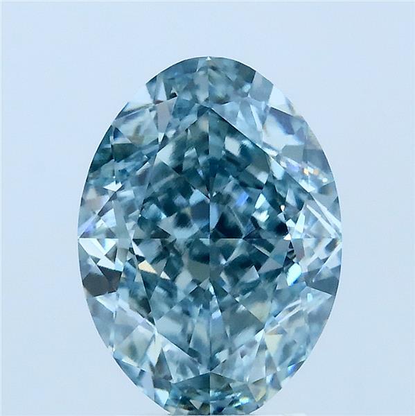 3.20 Carat Oval Lab Grown Diamond, Fancy Vivid Blue Color, VVS2 Clarity
