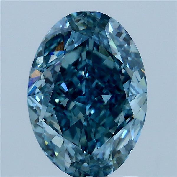 2.68 Carat Oval Lab Grown Diamond, Fancy Vivid Blue Color, VS2 Clarity