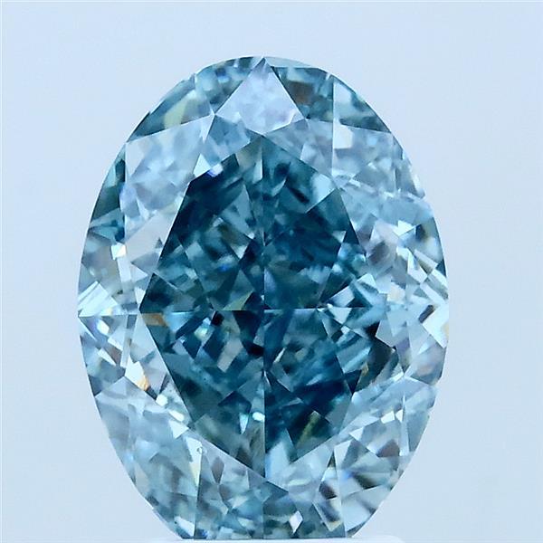 3.03 Carat Oval Lab Grown Diamond, Fancy Vivid Blue Color, VS1 Clarity