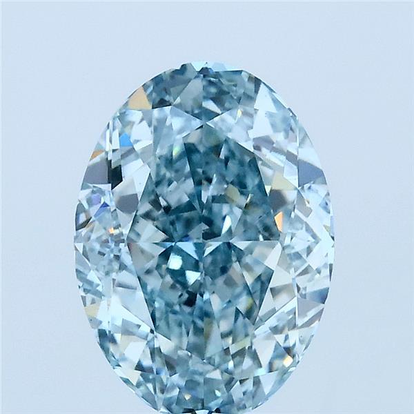 2.52 Carat Oval Lab Grown Diamond, Fancy Intense Blue Color, VS1 Clarity