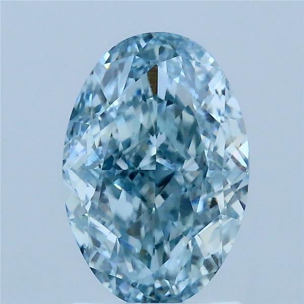 2.12 Carat Oval Lab Grown Diamond, Fancy Intense Greenish Blue Color, VS1 Clarity
