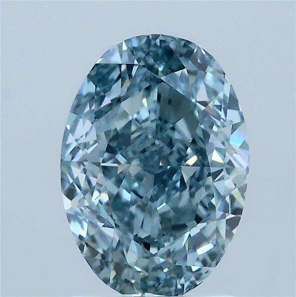 2.12 Carat Oval Lab Grown Diamond, Fancy Vivid Blue Color, VS1 Clarity