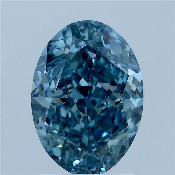2.50 Carat Oval Lab Grown Diamond, Fancy Vivid Blue Color, VS1 Clarity