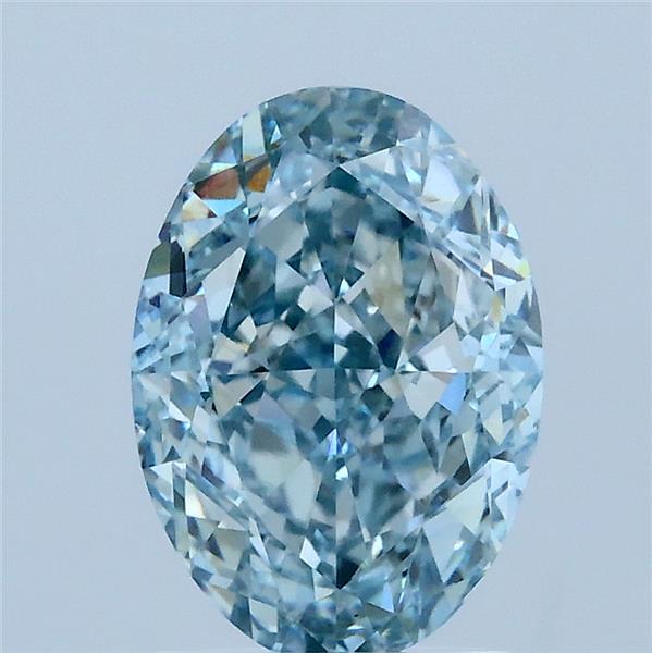 2.02 Carat Oval Lab Grown Diamond, Fancy Intense Greenish Blue Color, VS1 Clarity