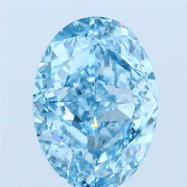 4.04 Carat Oval Lab Grown Diamond, Fancy Vivid Blue Color, VS2 Clarity