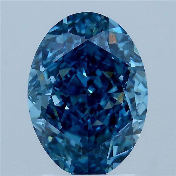 3.01 Carat Oval Lab Grown Diamond, Fancy Vivid Blue Color, VS1 Clarity