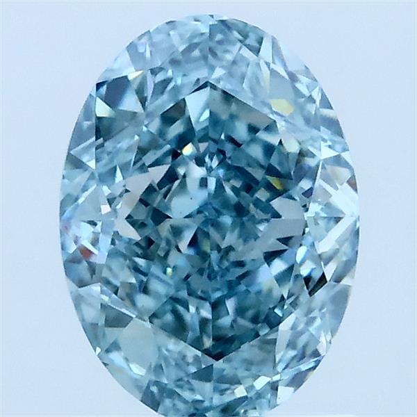 1.60 Carat Oval Lab Grown Diamond, Fancy Vivid Greenish Blue Color, VS1 Clarity