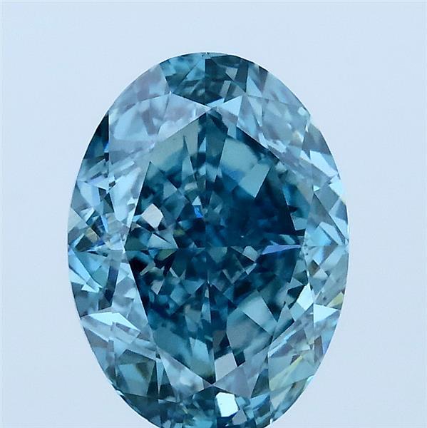 2.81 Carat Oval Lab Grown Diamond, Fancy Vivid Blue Color, VS1 Clarity