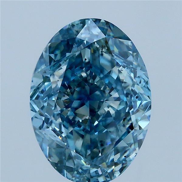 3.70 Carat Oval Lab Grown Diamond, Fancy Vivid Blue Color, VS2 Clarity