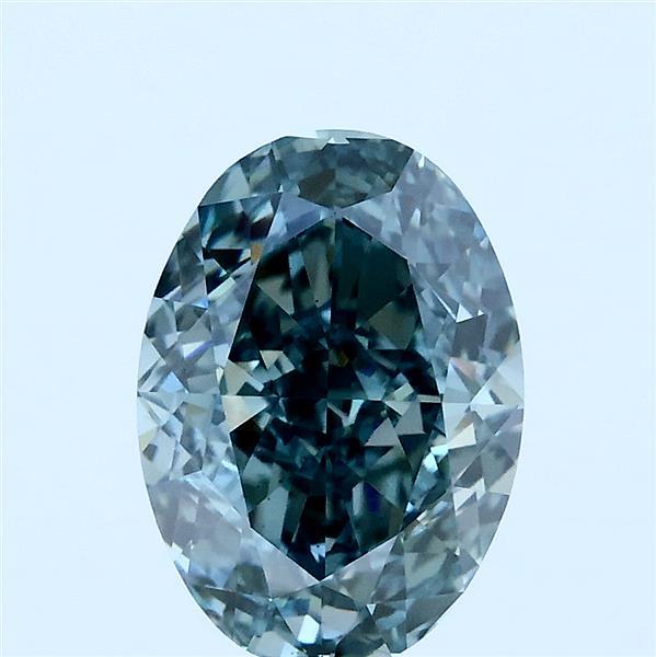 2.92 Carat Oval Lab Grown Diamond, Fancy Vivid Greenish Blue Color, VS1 Clarity