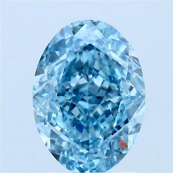 2.62 Carat Oval Lab Grown Diamond, Fancy Vivid Blue Color, VS1 Clarity