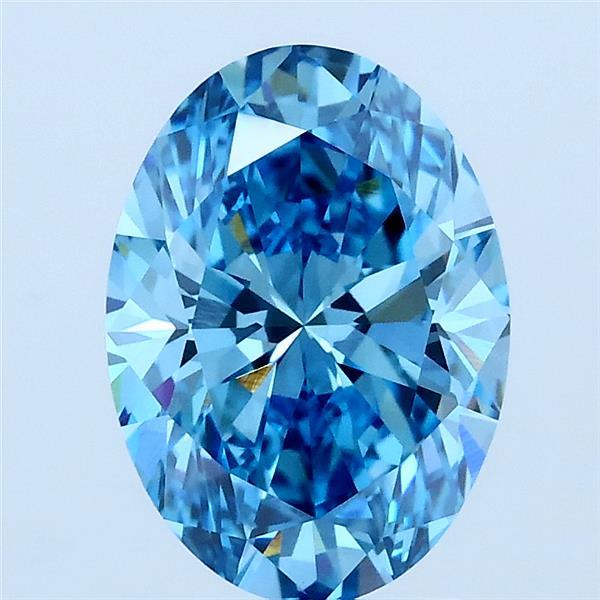2.00 Carat Oval Lab Grown Diamond, Fancy Vivid Blue Color, VVS2 Clarity