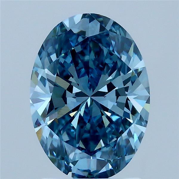 2.00 Carat Oval Lab Grown Diamond, Fancy Vivid Blue Color, VVS2 Clarity