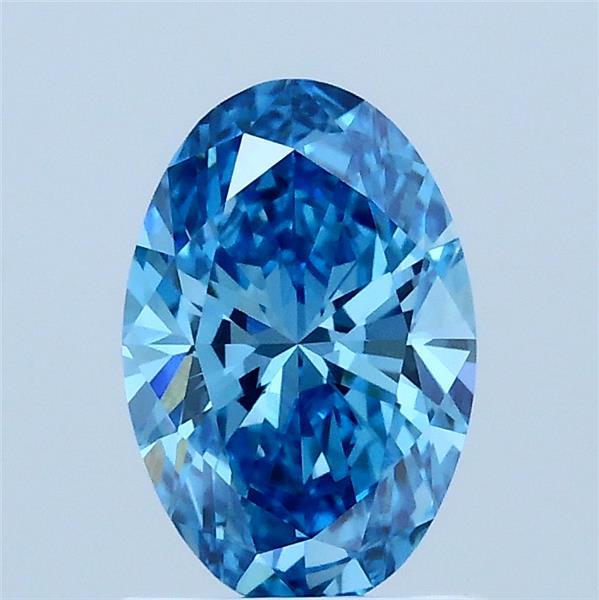 1.05 Carat Oval Lab Grown Diamond, Fancy Vivid Blue Color, VVS2 Clarity