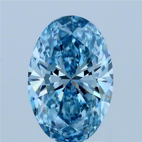 2.16 Carat Oval Lab Grown Diamond, Fancy Vivid Blue Color, VS1 Clarity