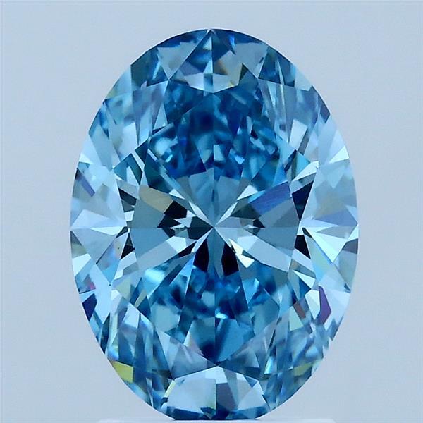 2.04 Carat Oval Lab Grown Diamond, Fancy Vivid Blue Color, VS1 Clarity