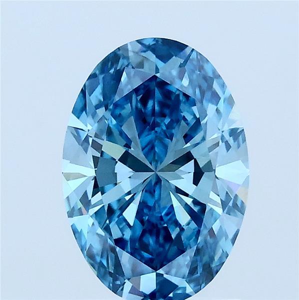 1.50 Carat Oval Lab Grown Diamond, Fancy Vivid Blue Color, VS2 Clarity