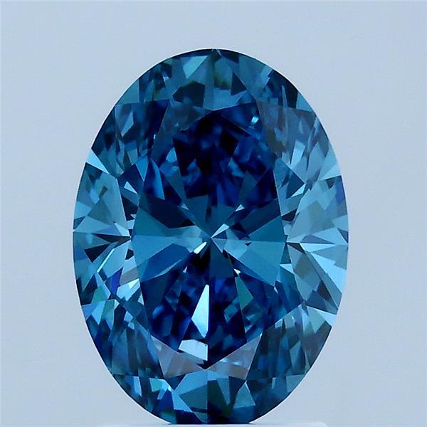 2.00 Carat Oval Lab Grown Diamond, Fancy Vivid Blue Color, VS1 Clarity