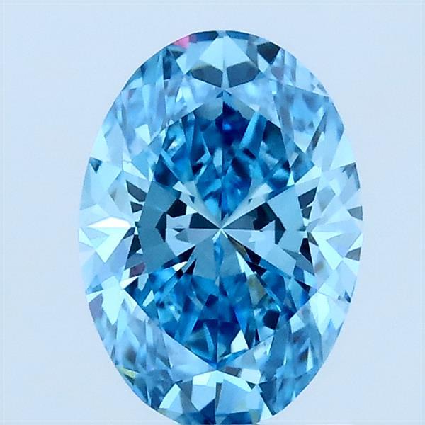 1.00 Carat Oval Lab Grown Diamond, Fancy Vivid Blue Color, VVS2 Clarity
