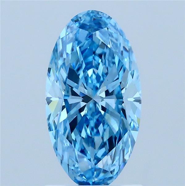 1.56 Carat Oval Lab Grown Diamond, Fancy Vivid Blue Color, VS1 Clarity