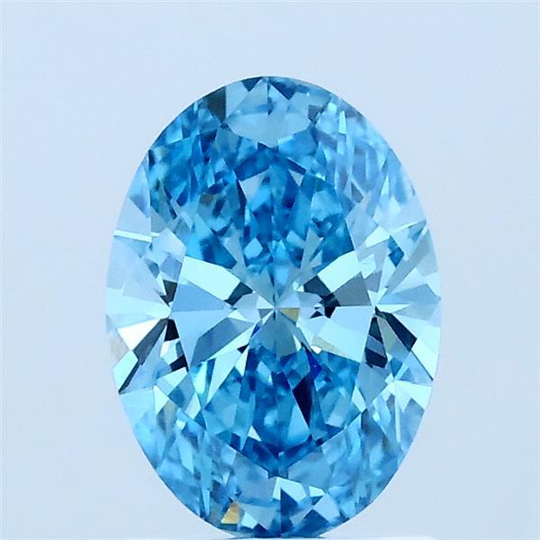 1.05 Carat Oval Lab Grown Diamond, Fancy Vivid Blue Color, VVS2 Clarity