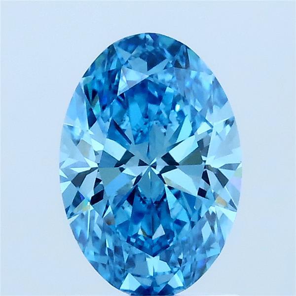 1.06 Carat Oval Lab Grown Diamond, Fancy Vivid Blue Color, VVS2 Clarity