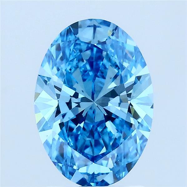 1.52 Carat Oval Lab Grown Diamond, Fancy Vivid Blue Color, VS1 Clarity