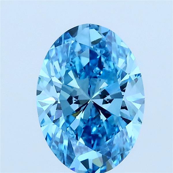 1.08 Carat Oval Lab Grown Diamond, Fancy Vivid Blue Color, VVS2 Clarity