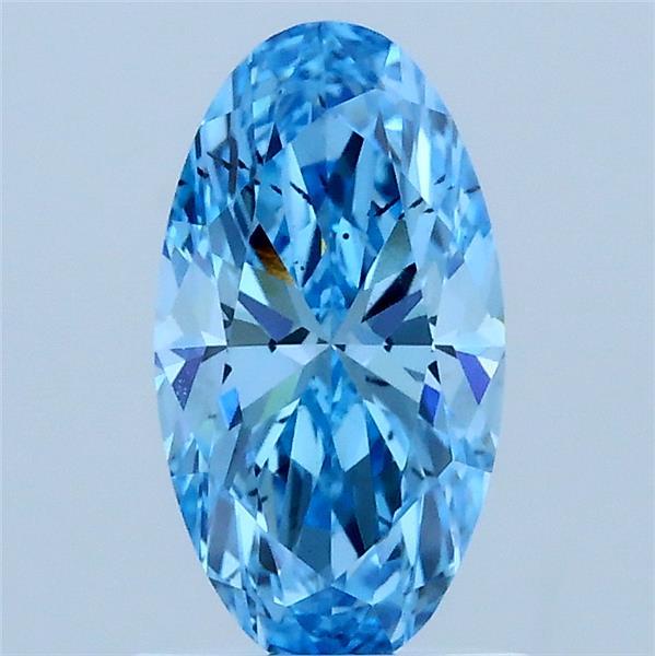 1.04 Carat Oval Lab Grown Diamond, Fancy Vivid Blue Color, SI1 Clarity